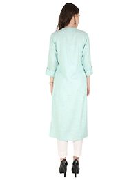 Women's Striped Straight Blue Cotton Blend Kurta-thumb1