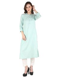 Women's Striped Straight Blue Cotton Blend Kurta-thumb4