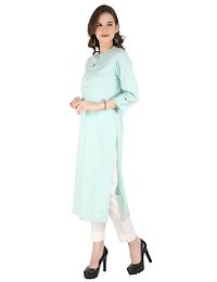 Women's Striped Straight Blue Cotton Blend Kurta-thumb3