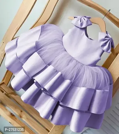 Fabulous Purple Net Solid Frocks Dress For Girls-thumb0