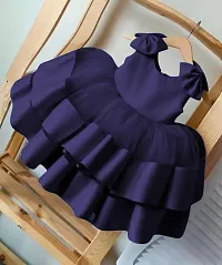 Fabulous Blue Net Solid Frocks Dress For Girls-thumb1