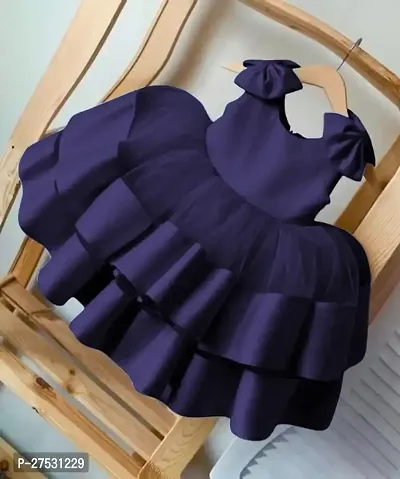 Fabulous Blue Net Solid Frocks Dress For Girls-thumb2