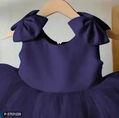 Fabulous Blue Net Solid Frocks Dress For Girls-thumb3