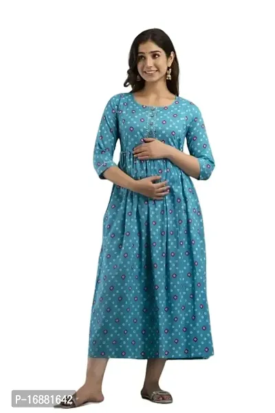 ATTiREZiLLA Women Cotton Anarkali Maternity Feeding Kurti with dori-thumb0