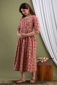 ATTiREZiLLA Women's Cotton Floral Printed Anarkali Maternity Feeding Kurti (XX-Large, Pink)-thumb3