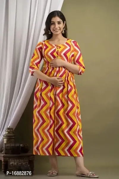 ATTiREZiLLA Pre  Post Maternity/Nursing Maxi Dress with Both Sides Zipper for Easy Feeding (X-Large, Yellow)-thumb2