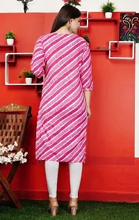 ATTiREZiLLA Women Cotton Laheriya Print Straight Kurta (Large, Pink)-thumb2