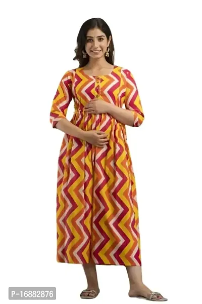 ATTiREZiLLA Pre  Post Maternity/Nursing Maxi Dress with Both Sides Zipper for Easy Feeding (X-Large, Yellow)-thumb0