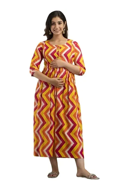 ATTiREZiLLA Pre Post Maternity/Nursing Maxi Dress with Both Sides Zipper for Easy Feeding (X-Large, Yellow)