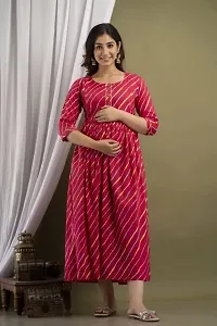 ATTiREZiLLA Pre  Post Maternity/Nursing Maxi Dress with Both Sides Zipper for Easy Feeding (Medium, Pink)-thumb1
