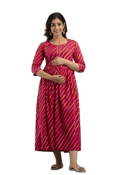 ATTiREZiLLA Pre & Post Maternity/Nursing Maxi Dress with Both Sides Zipper for Easy Feeding
