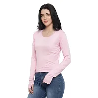 TWINSBOYS Casual Pink Crop top with Thumbhole for Women-thumb3