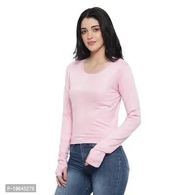 TWINSBOYS Casual Pink Crop top with Thumbhole for Women-thumb4