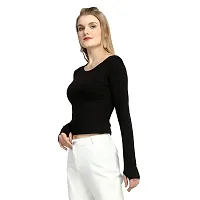 TWINSBOYS Casual Black Top with Thumbhole for Women-thumb4