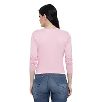 TWINSBOYS Casual Pink Crop top with Thumbhole for Women-thumb2