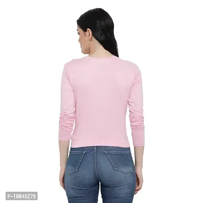 TWINSBOYS Casual Pink Crop top with Thumbhole for Women-thumb3