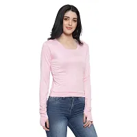 TWINSBOYS Casual Pink Crop top with Thumbhole for Women-thumb4