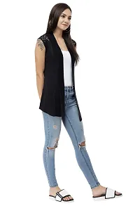 Viral Trend Cotton Casual Shrug for Women Black-thumb3