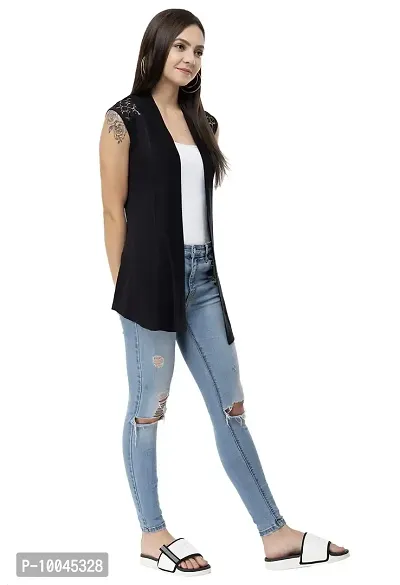 Viral Trend Cotton Casual Shrug for Women Black-thumb4