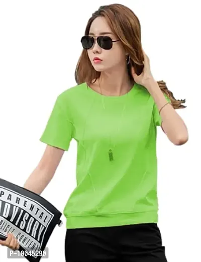 TWINSBOYS Women 's Casual Half-Sleeve Cotton Regular T-Shirt-(Multi-Color) (Small, Neon)