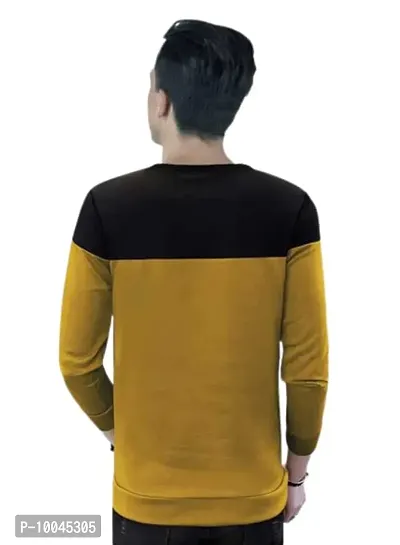TWINSBOYS Round Neck Striped Full Sleeve Cotton Blend T Shirt (Medium, Mustard & Black)-thumb2