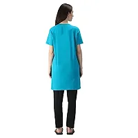 TWINSBOYS Casual Longline Round Neck Green T-Shirt for Women's-thumb2