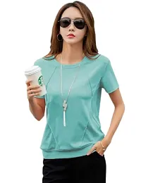 TWINSBOYS Women 's Casual Half-Sleeve Cotton Regular T-Shirt-(Multi-Color)-thumb1