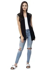 Viral Trend Cotton Casual Shrug for Women Black-thumb1