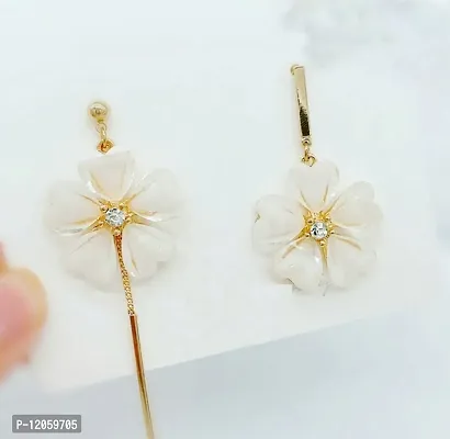 Beautiful Gold Plated Crystal Flower Tassel Dropping Earrings-thumb0