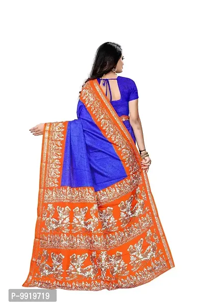 SGM Women's Paithani Art Silk Saree With Blouse Piece (1126_Blue, Orange)-thumb2