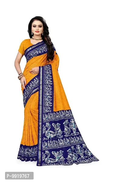 SGM Women's Paithani Art Silk Saree With Blouse Piece (1112_Yellow, Blue)-thumb0