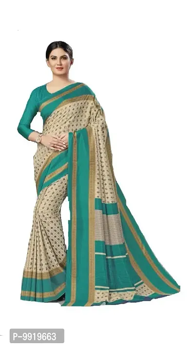 Sgm Women's Malgudi Art Silk Uniform Saree with Blouse Piece