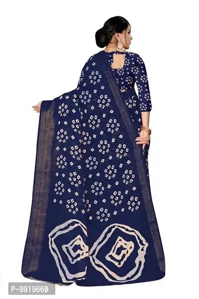 Sgm Printed Bandhani Blue Cotton Designer Saree?-thumb2