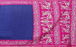 SGM Women's Paithani Art Silk Saree With Blouse Piece (1113_Blue, Pink)-thumb2