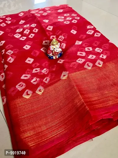 Sgm Printed Bandhani Red Cotton Designer Saree-thumb5