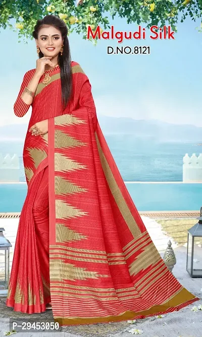 Elegant Multicoloured Art Silk Saree with Blouse piece For Women-thumb0