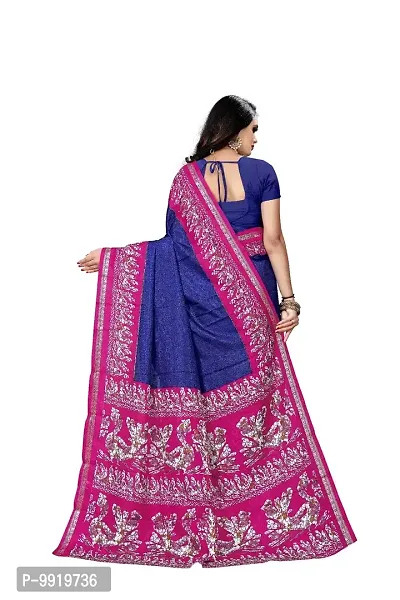 SGM Women's Paithani Art Silk Saree With Blouse Piece (1113_Blue, Pink)-thumb2