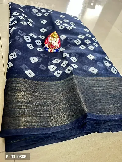 Sgm Printed Bandhani Blue Cotton Designer Saree?-thumb4