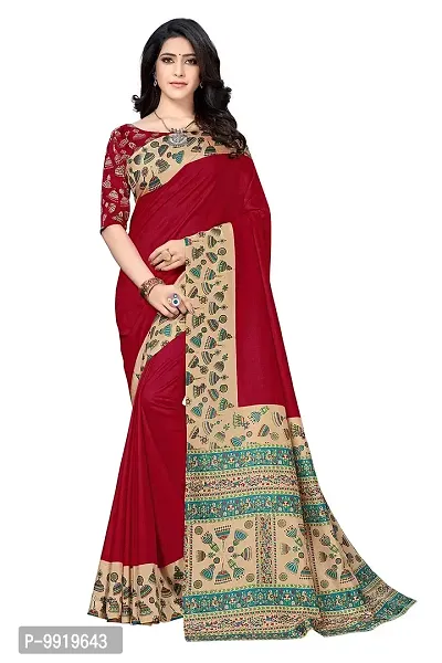 Vimla Women's Red Malgudi Art Silk Uniform Saree with Blouse Piece (2310_Red)