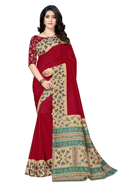 WOMANS SATIN PATTA SAREE WITH BLOUSE PIECE