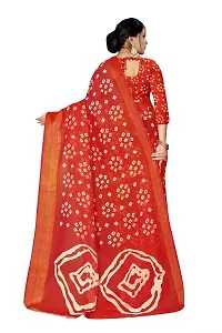 Sgm Printed Bandhani Red Cotton Designer Saree-thumb2