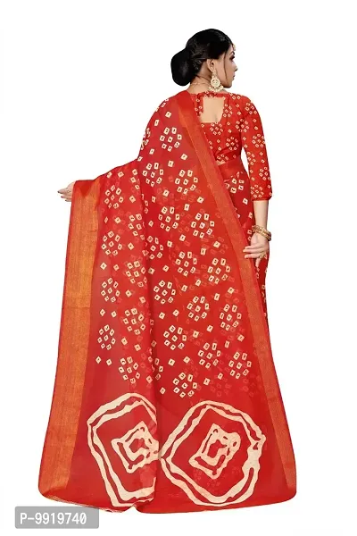 Sgm Printed Bandhani Red Cotton Designer Saree-thumb3