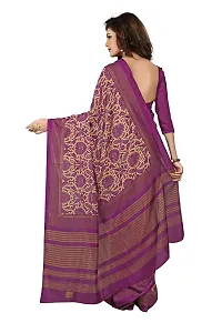 GiniGold Women's Crepe Silk Printed Saree with Blouse Piece - N-187_Purple and Beige_Free Size-thumb1