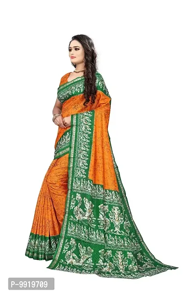 SGM Women's Paithani Art Silk Saree With Blouse Piece(1116_Orange)-thumb0