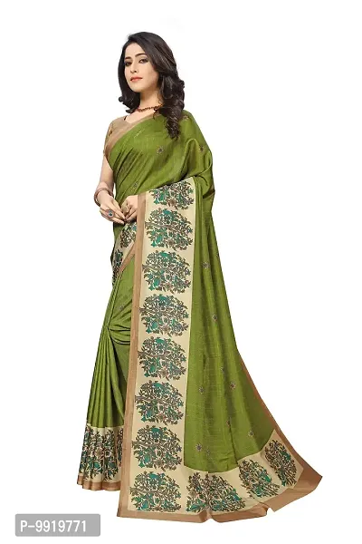 Vimla Women's Green Malgudi Art Silk Uniform Saree with Blouse Piece (2306_Green)-thumb2