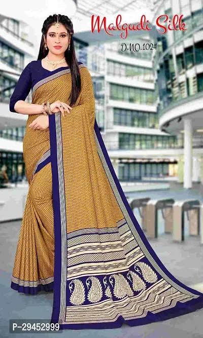 Elegant Beige Art Silk Saree with Blouse piece For Women-thumb0