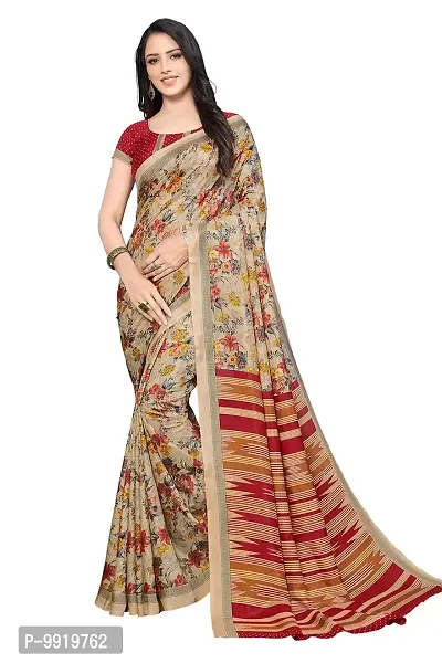 Vimla Women's Beige Malgudi Art Silk Uniform Saree with Blouse Piece (Beige_2217)