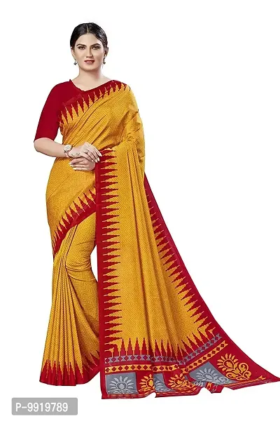 Sgm Women's Malgudi Art Silk Uniform Saree with Blouse Piece-thumb0