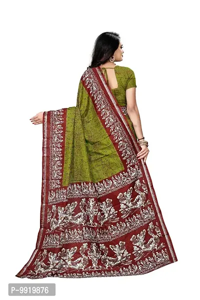 SGM Women's Paithani Art Silk Saree With Blouse Piece(1104_Green, Brown)-thumb2