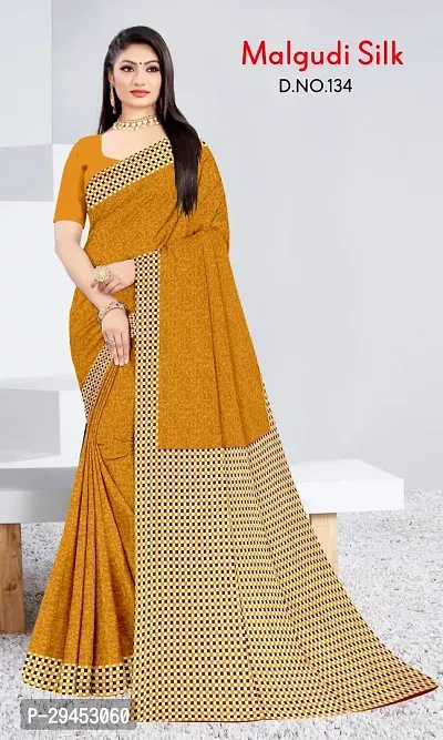 Elegant Multicoloured Art Silk Saree with Blouse piece For Women-thumb0